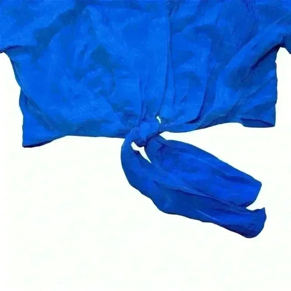 H&M Woven Blouse With Tie Detail Blue Size XXL NWT - Picture 7 of 12